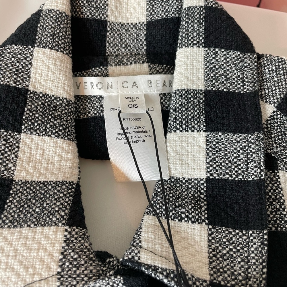 Veronica Beard Black and White Buffalo Plaid Check Slate Dickey